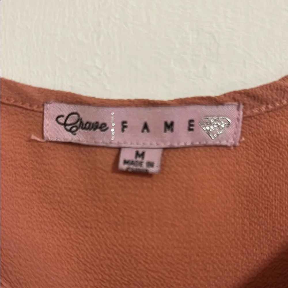 Women's Ruffled Off-Shoulder Top - Rust - Picture 2 of 4